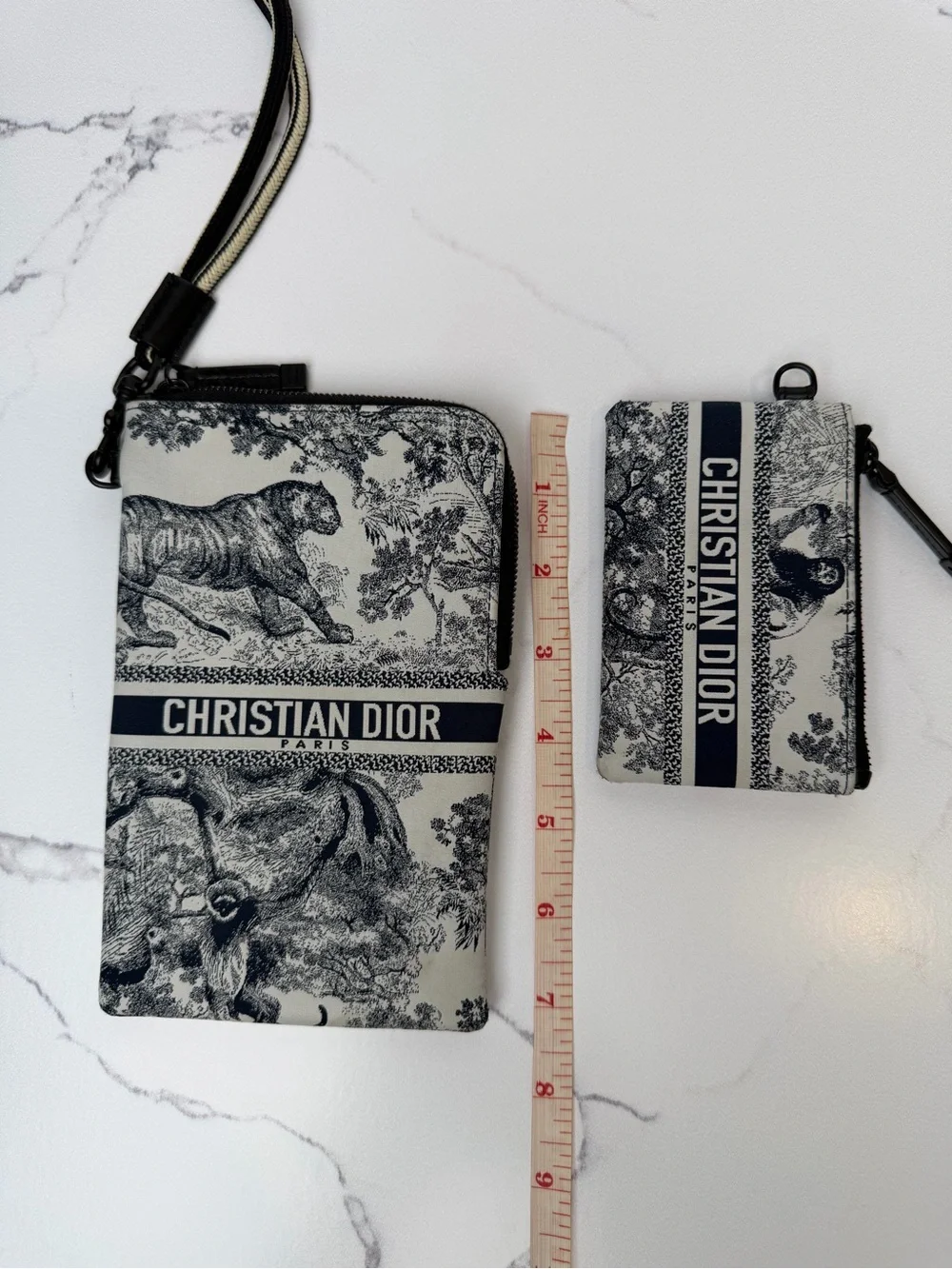 Dior Toile de Jouy Navy and White Crossbody Pouch with Card Case